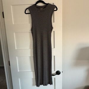 Madewell Striped Black and White Sleeveless Dress